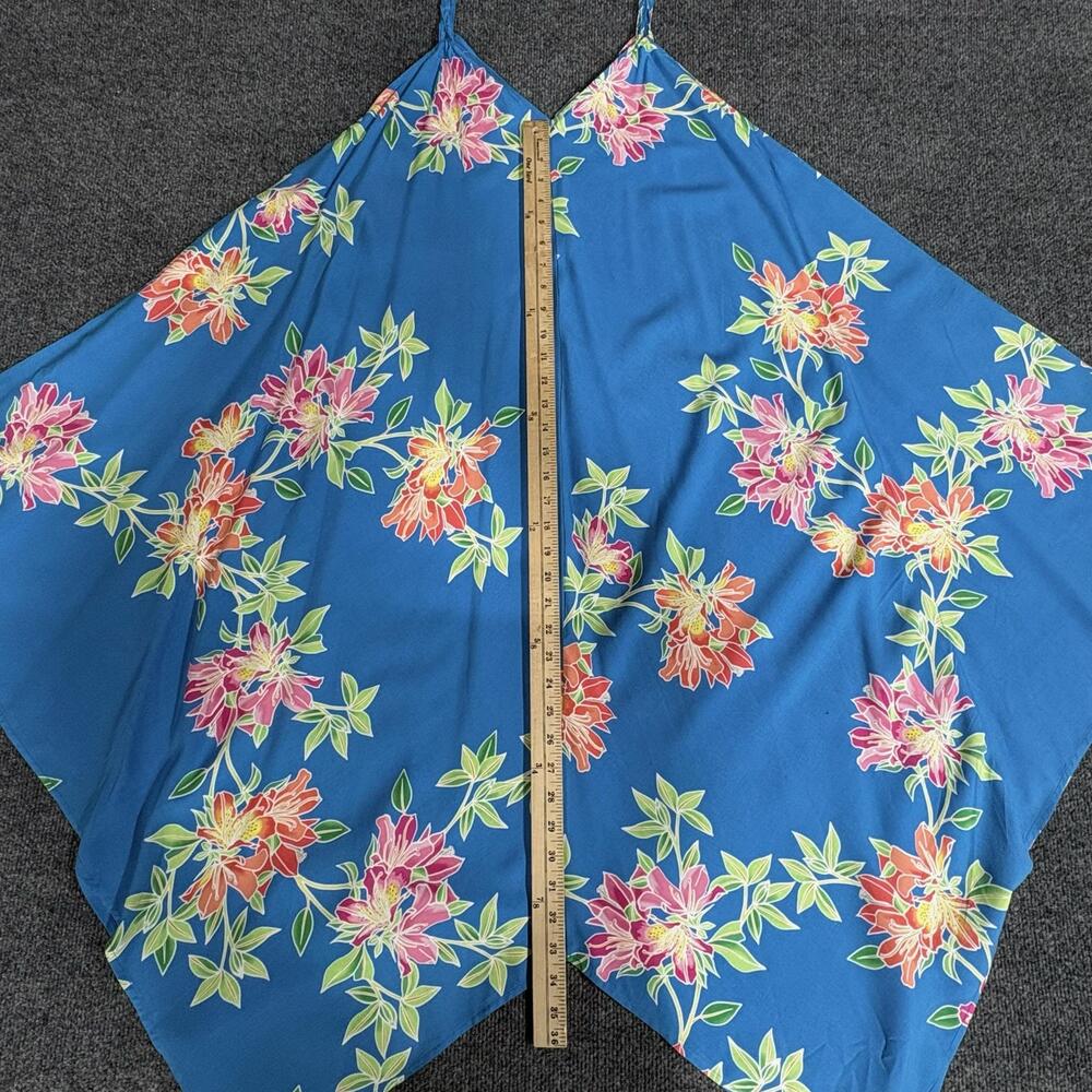 Tommy Bahama Dress Womens S/M Blue Sun Lilies Scarf Maxi V Neck Asym Hem Floral - Picture 8 of 11